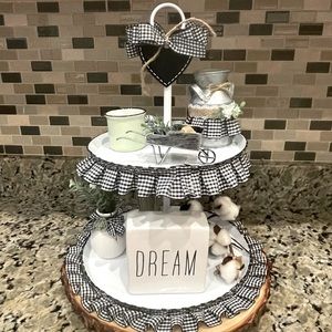 Decorated White Tiered Tray